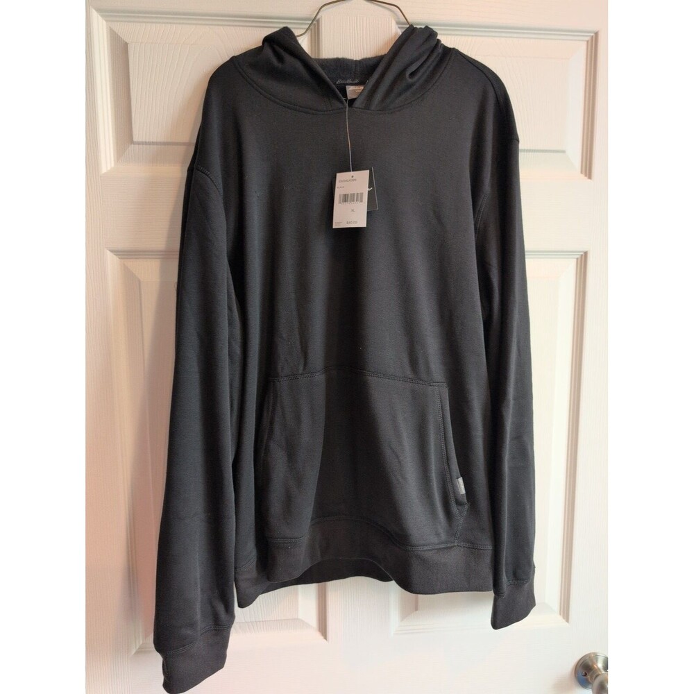 Eddie Bauer Men's Lounge Long Sleeve Soft Fashion Pullover Hoodie Black XL